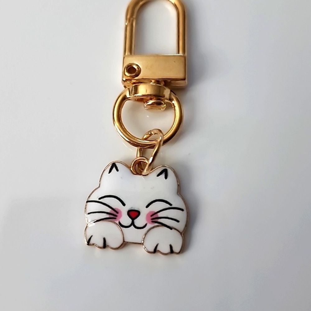 CAT  ZIPPER Pull purse charm Or Charm bracelet Lobster claw clip closure